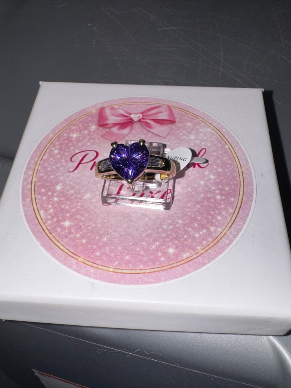 Heart-Cut Purple Stone  Ring - Women's Fashion Jewelry